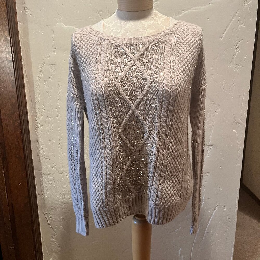 Haute Hippie Sequin Cableknit Sweater Size Large